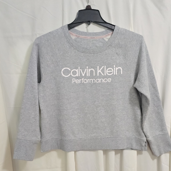 Calvin Klein Tops - Calvin Klein Performance Womens Petite Large Light Gray Crop Sweatshirt